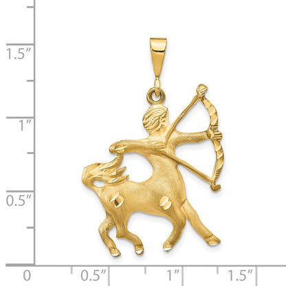 14 Karat Gelbgold Satin Diamantschliff-Sternzeichen-Anhänger Schütze