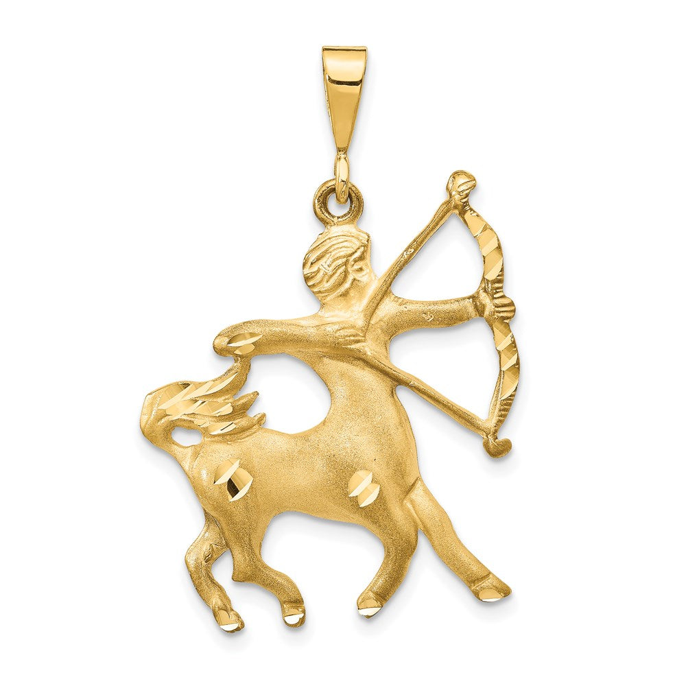 14 Karat Gelbgold Satin Diamantschliff-Sternzeichen-Anhänger Schütze