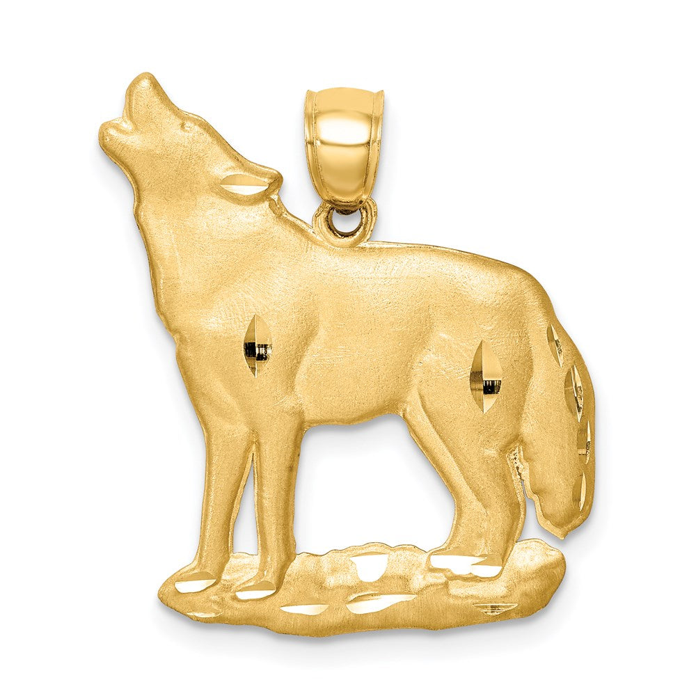 14K Gelbgold Anhänger „Wolf" gebürstet, diamantiert