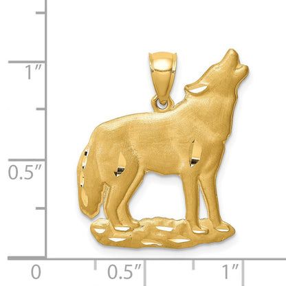 14K Gelbgold Anhänger „Wolf" gebürstet, diamantiert