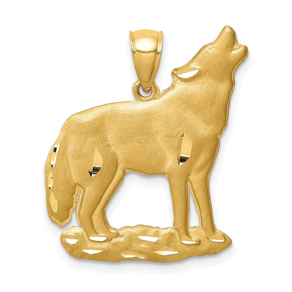 14K Gelbgold Anhänger „Wolf" gebürstet, diamantiert