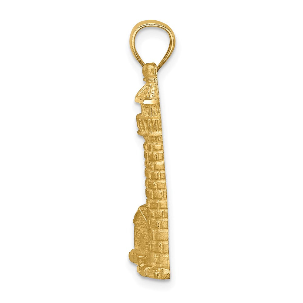 14 Karat Gelbgold Leuchtturm-Anhänger, mattiert und diamantiert