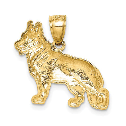 14K Gelbgold Schäferhund-Anhänger mit Diamantschliff