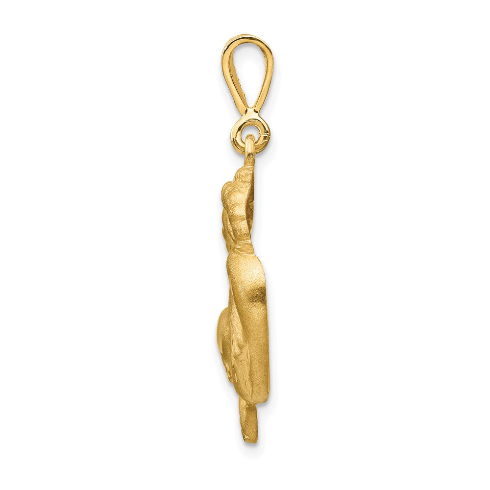 14 K Gelbgold Capricorn Sternzeichen-Charm, satiniert, diamantiert