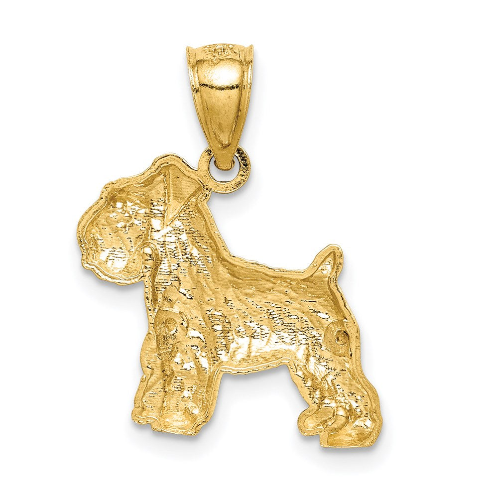 14K Gelbgold Diamantiert Mini Schnauzer Anhänger