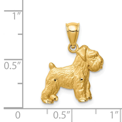 14K Gelbgold Diamantiert Mini Schnauzer Anhänger
