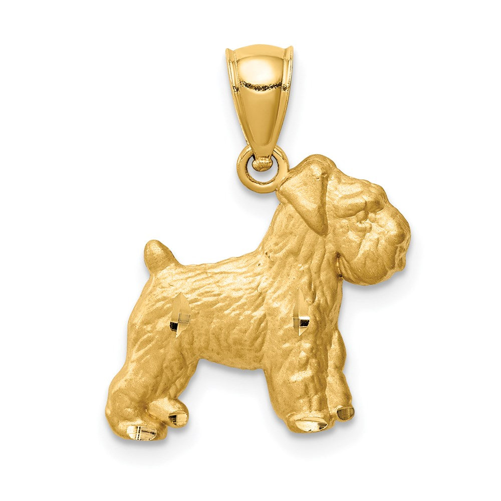 14K Gelbgold Diamantiert Mini Schnauzer Anhänger