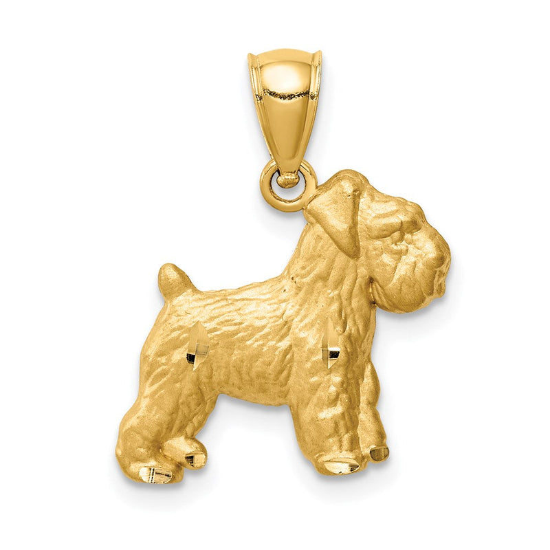 14K Gelbgold Diamantiert Mini Schnauzer Anhänger