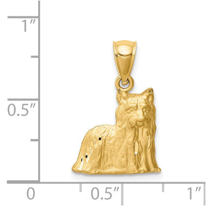 14K Gelbgold Diamantiert Yorkshire Terrier Anhänger