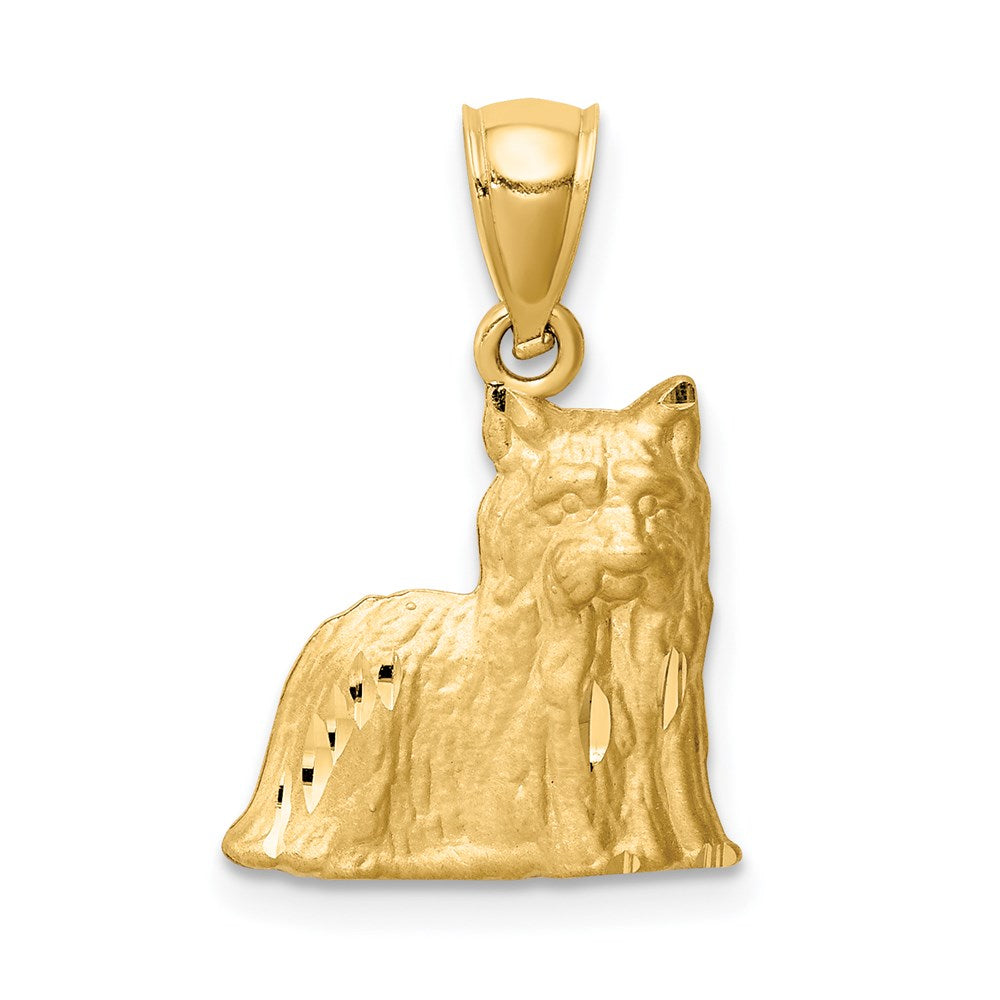 14K Gelbgold Diamantiert Yorkshire Terrier Anhänger