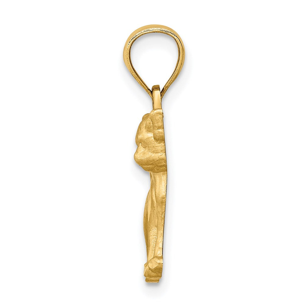 14K Gelbgold Diamantiert Chihuahua Anhänger