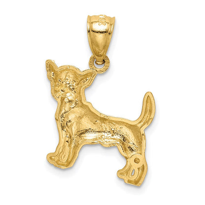 14K Gelbgold Diamantiert Chihuahua Anhänger