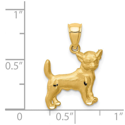 14K Gelbgold Diamantiert Chihuahua Anhänger