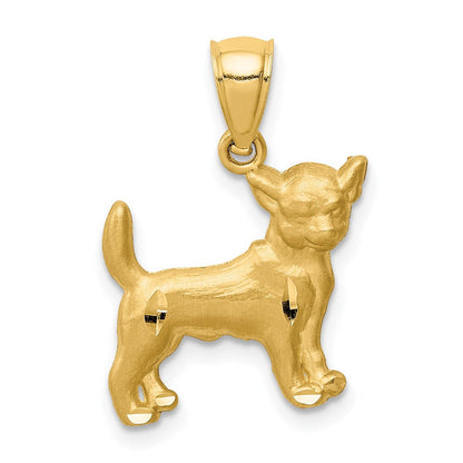 14K Gelbgold Diamantiert Chihuahua Anhänger