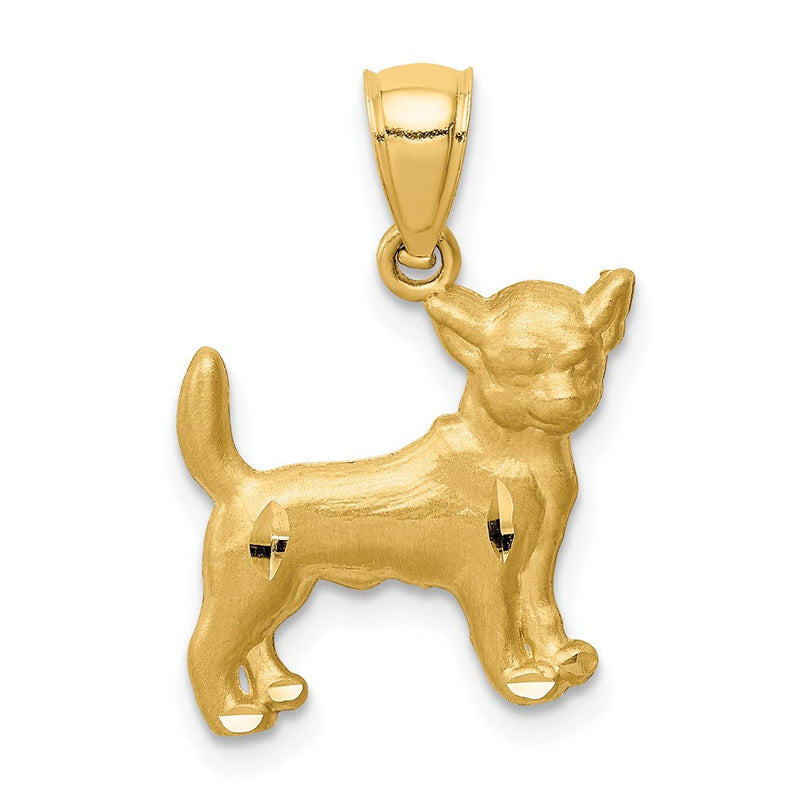 14K Gelbgold Diamantiert Chihuahua Anhänger