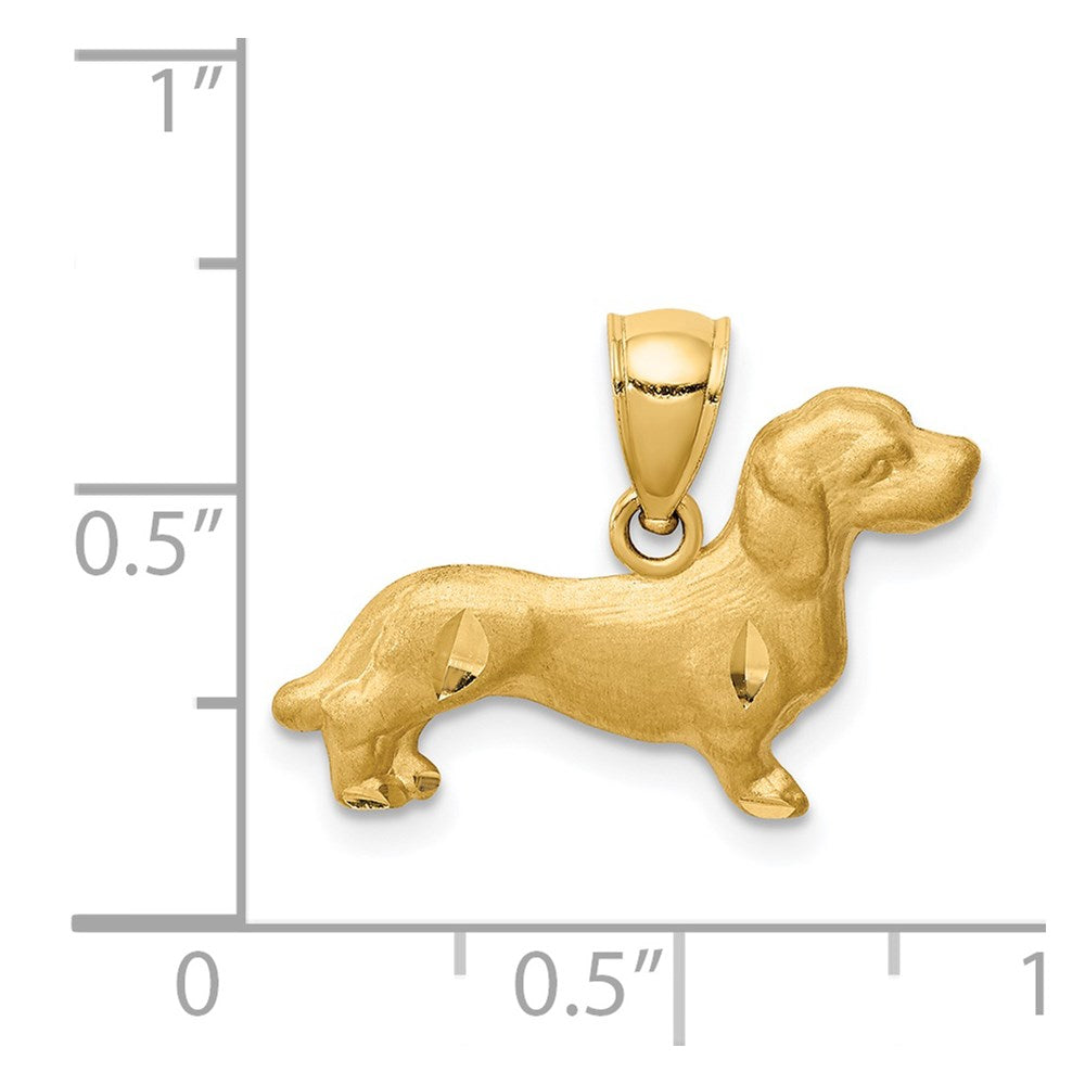 14K Gelbgold Diamantiert Dachshund Anhänger