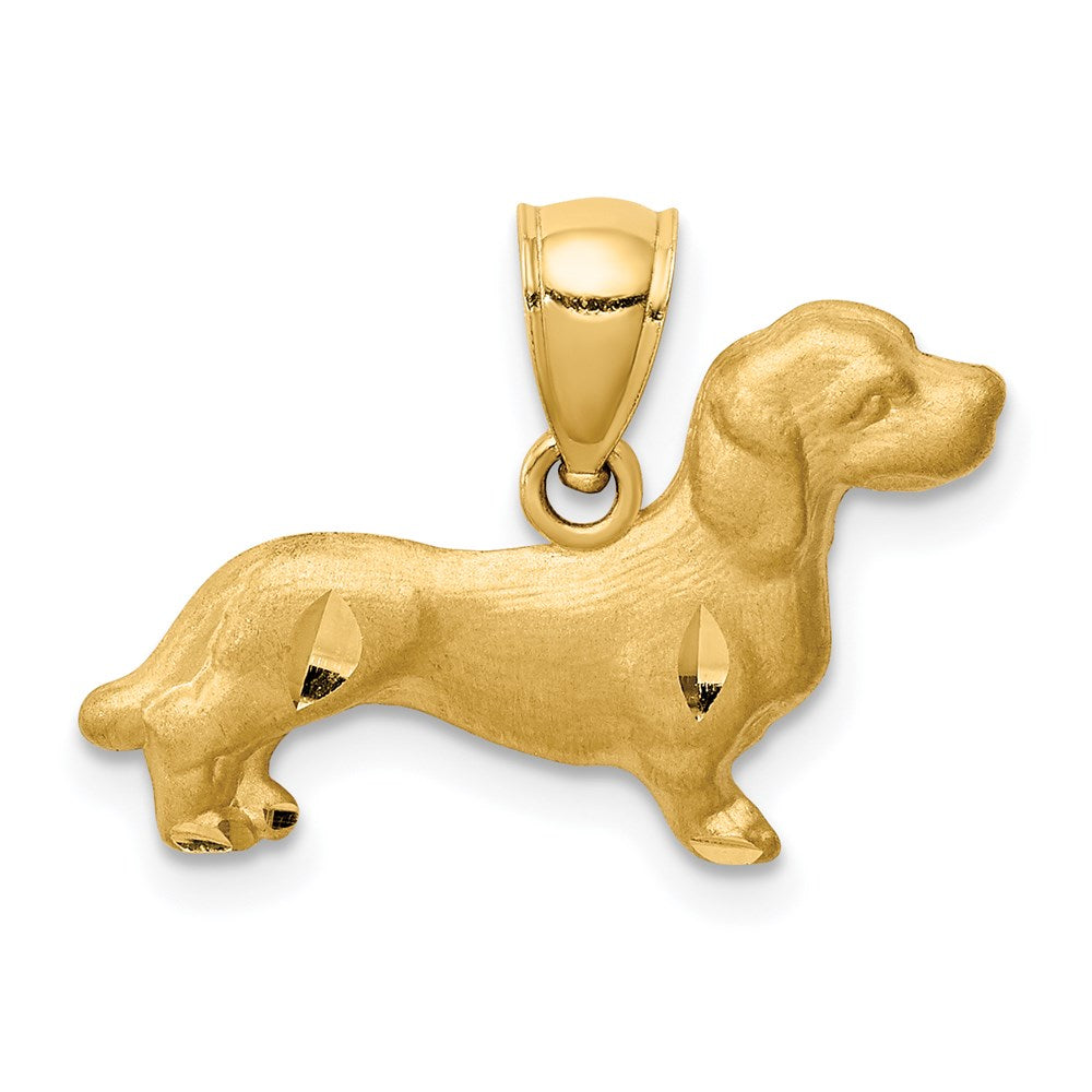 14K Gelbgold Diamantiert Dachshund Anhänger