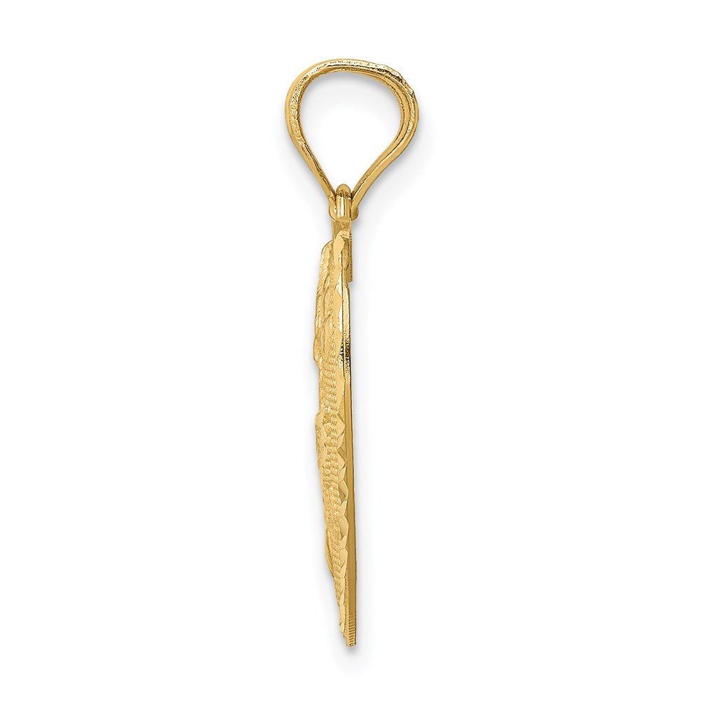 14K Gelbgold Herz-Anhänger mit Tauben & Herzen, diamantiert und strukturiert