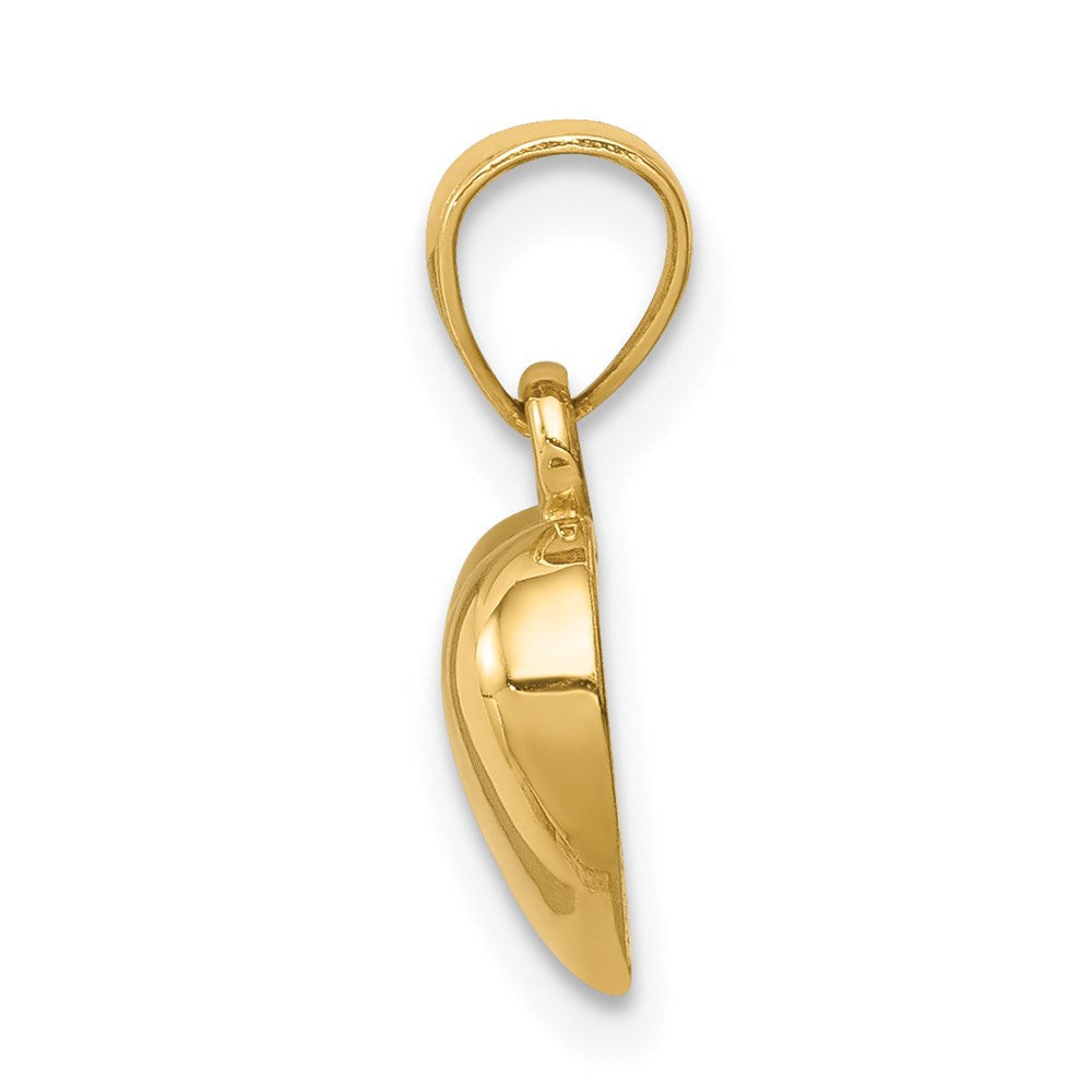14K Gelbgold Poliert Ein-sided Herz Anhänger