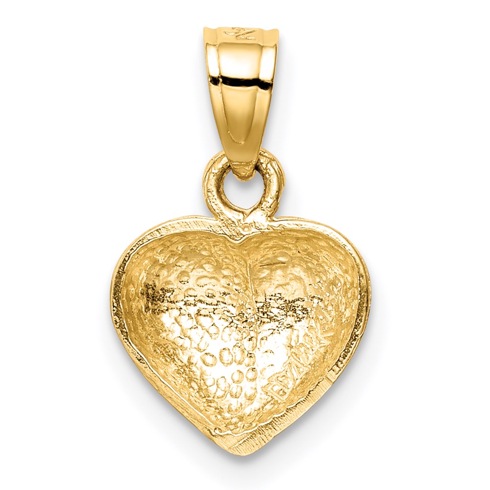 14K Gelbgold Poliert Ein-sided Herz Anhänger
