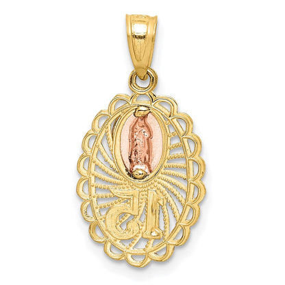 14K Bicolor mit Weiß Rhodium Damen Of Guadalupe 15 Anhänger