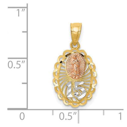 14K Bicolor mit Weiß Rhodium Damen Of Guadalupe 15 Anhänger