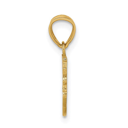 14K Gelbgold Diamantiert Special Schwester Anhänger