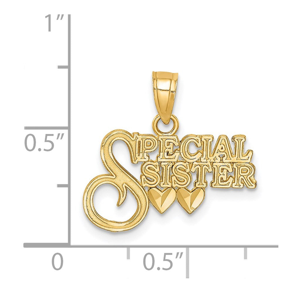 14K Gelbgold Diamantiert Special Schwester Anhänger