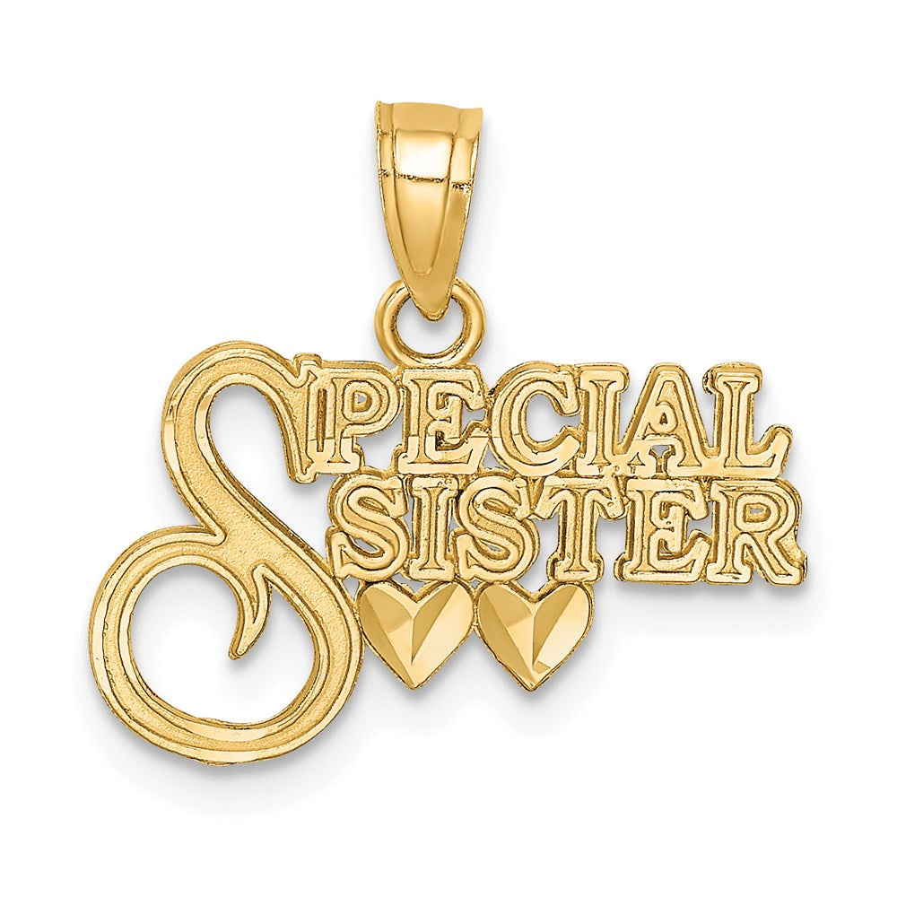 14K Gelbgold Diamantiert Special Schwester Anhänger