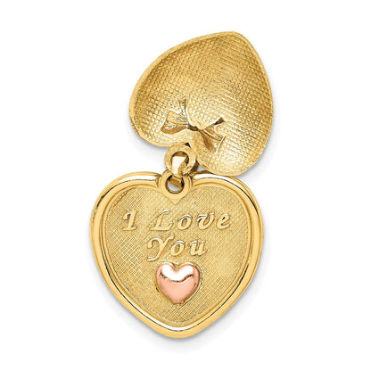 14K Gelb- und Rhodiumgold mit Rosé-Beschichtung „Ich liebe dich“ Herzanhänger