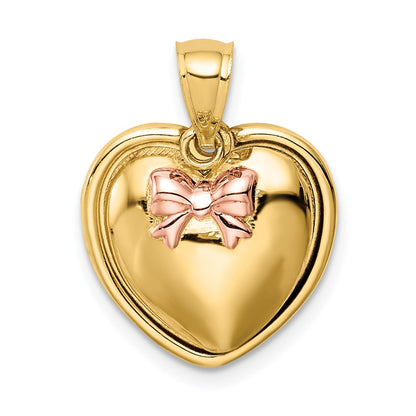 14K Gelb- und Rhodiumgold mit Rosé-Beschichtung „Ich liebe dich“ Herzanhänger