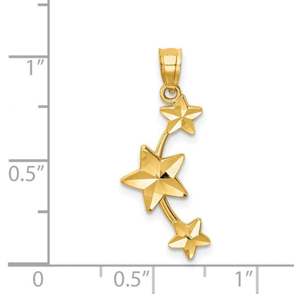 14K Gelbgold Diamantiert Sterne Anhänger