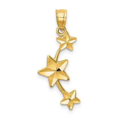 14K Gelbgold Diamantiert Sterne Anhänger