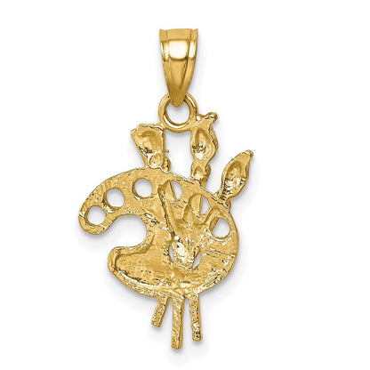 14K Gelbgold Diamantiert Paint Palette Anhänger