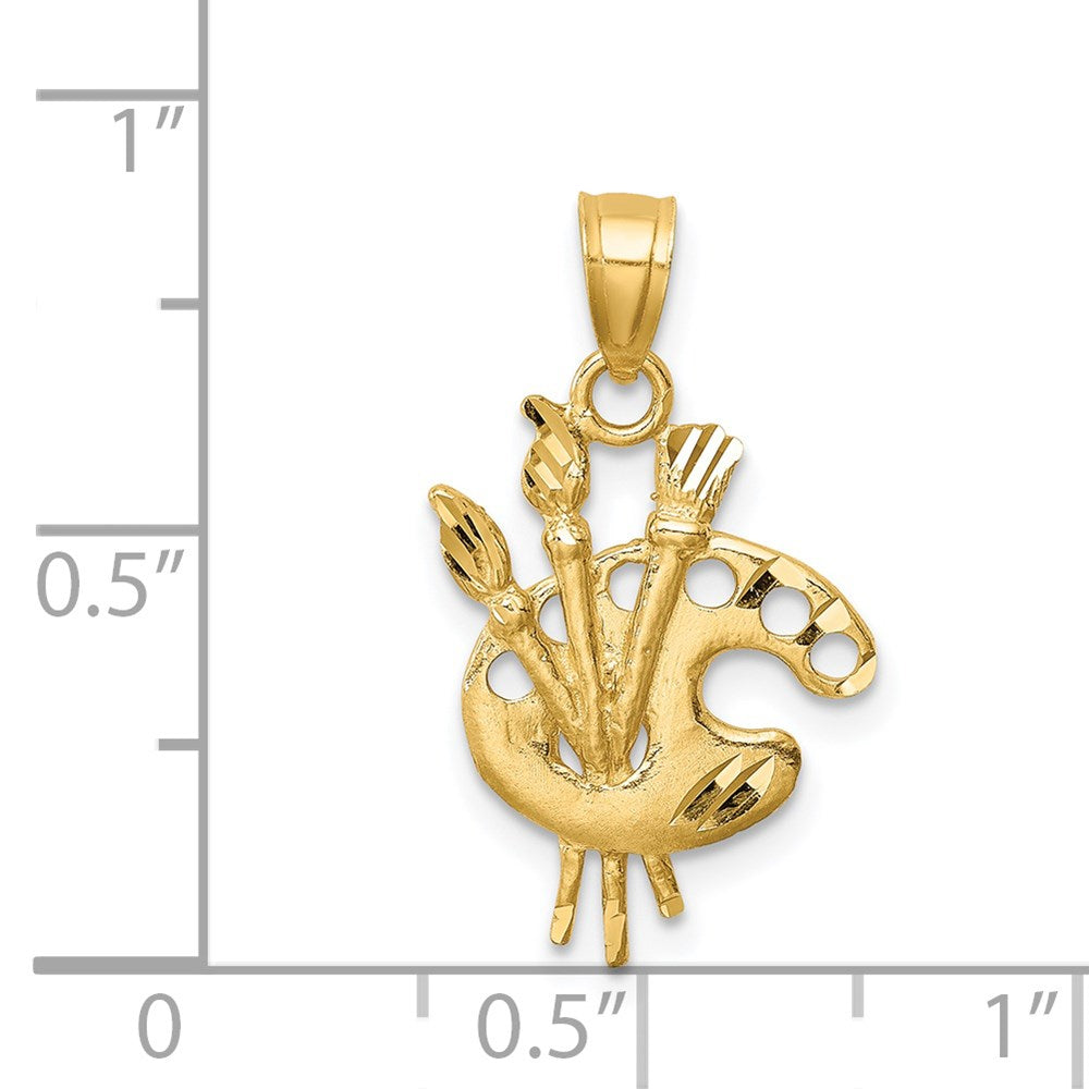 14K Gelbgold Diamantiert Paint Palette Anhänger
