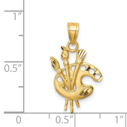 14K Gelbgold Diamantiert Paint Palette Anhänger