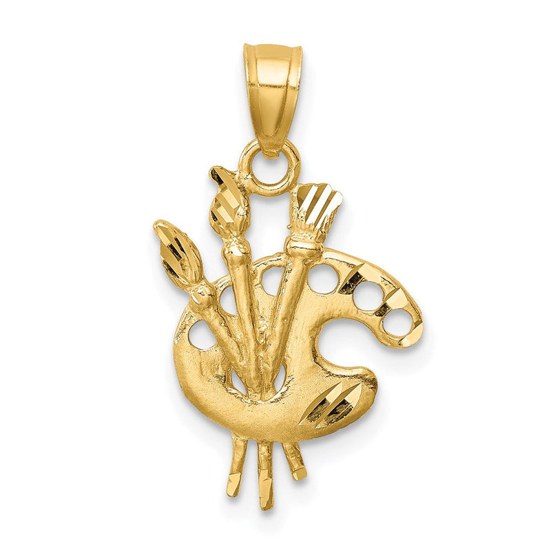 14K Gelbgold Diamantiert Paint Palette Anhänger