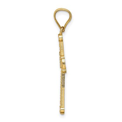 Kreuzanhänger aus 14K Gelb- und Rhodiumgold mit Rhodium