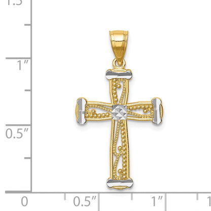 Kreuzanhänger aus 14K Gelb- und Rhodiumgold mit Rhodium
