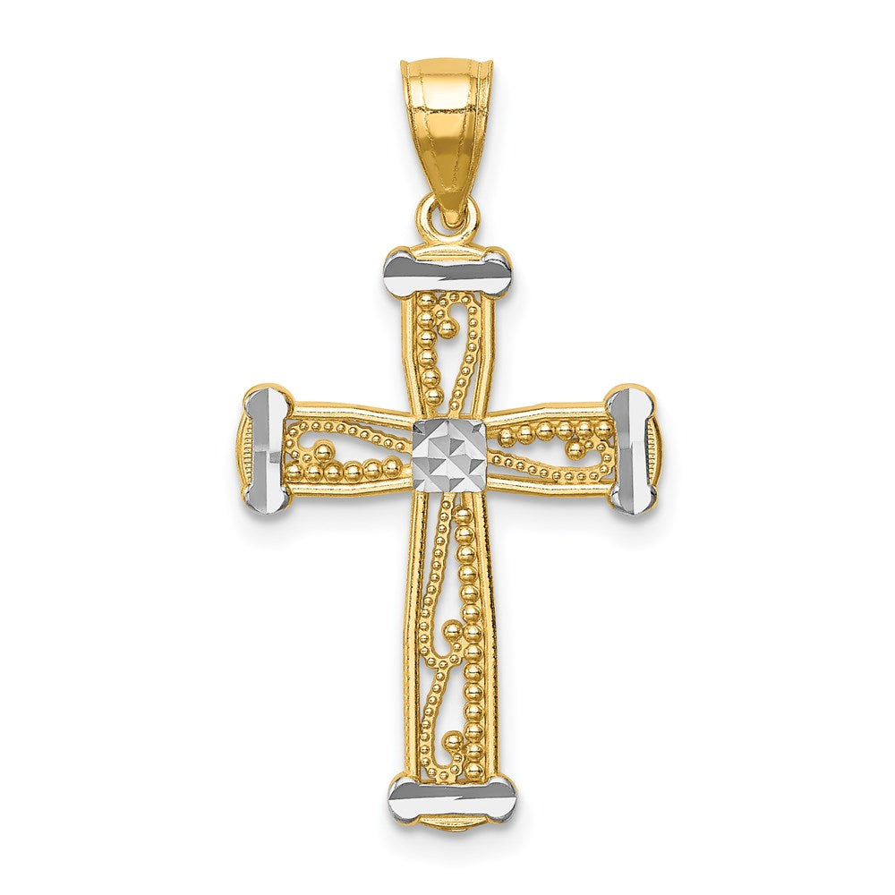 Kreuzanhänger aus 14K Gelb- und Rhodiumgold mit Rhodium