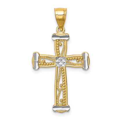 Kreuzanhänger aus 14K Gelb- und Rhodiumgold mit Rhodium