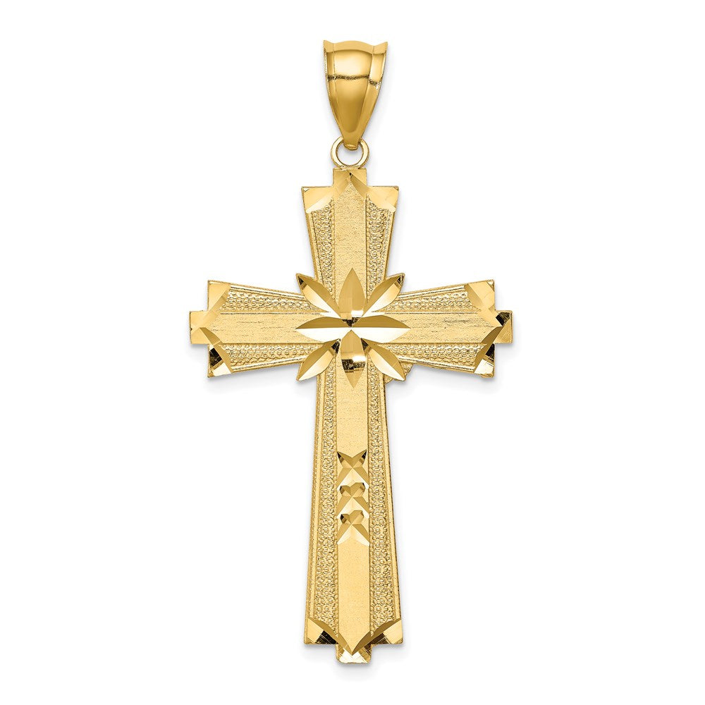 14K Gelbgold Kreuzanhänger, diamantiert