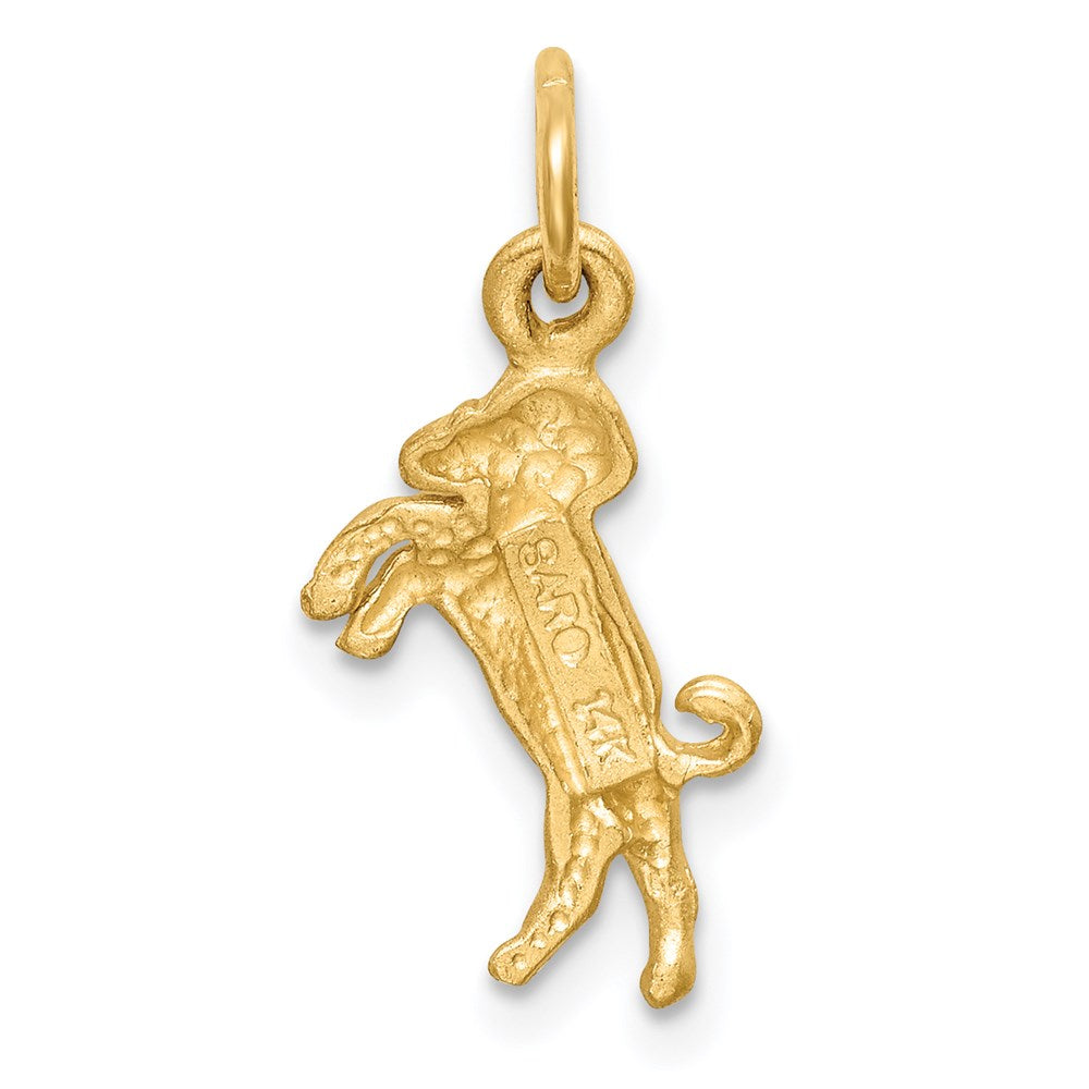 14K Gelbgold Satiniert Diamantiert Aries Tierkreis Charm