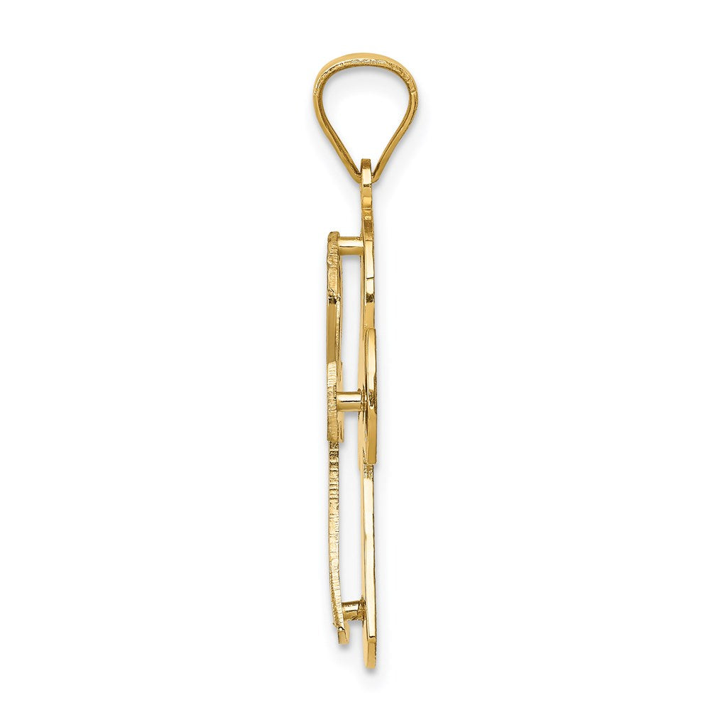 14K Bicolor-Gold Anch-Kreuz-Anhänger