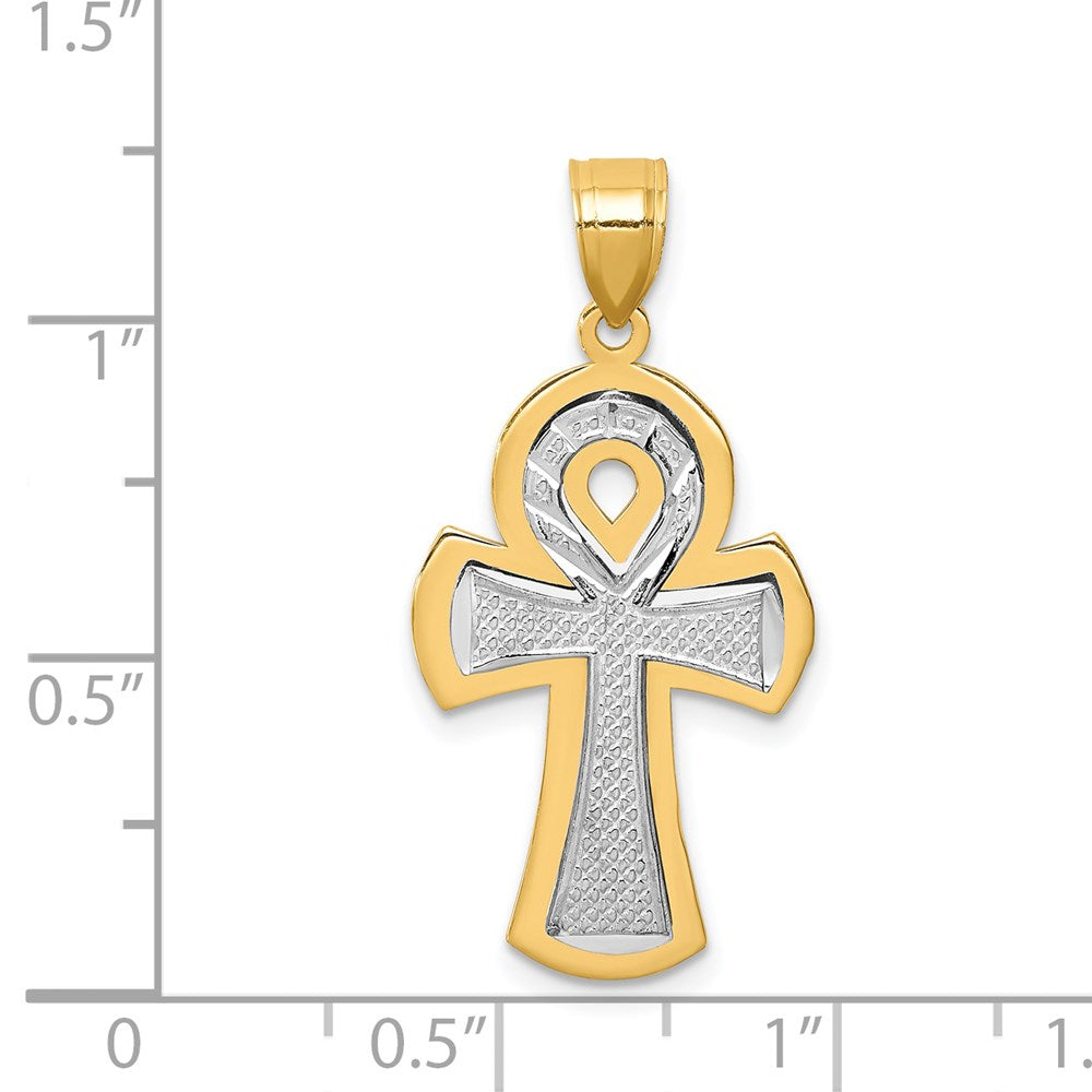 14K Bicolor-Gold Anch-Kreuz-Anhänger