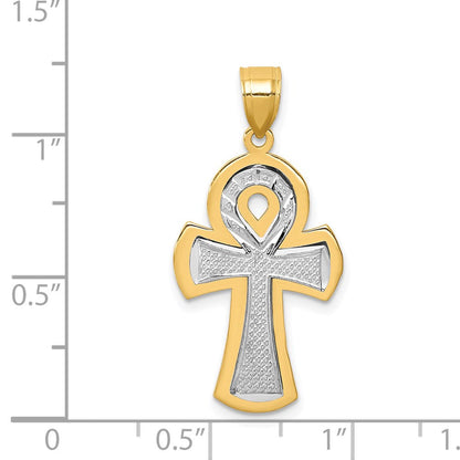14K Bicolor-Gold Anch-Kreuz-Anhänger