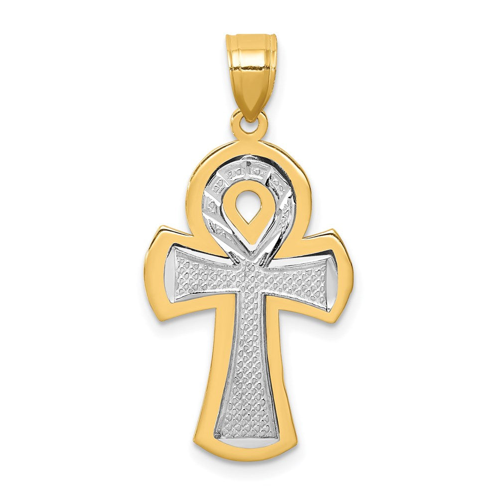 14K Bicolor-Gold Anch-Kreuz-Anhänger