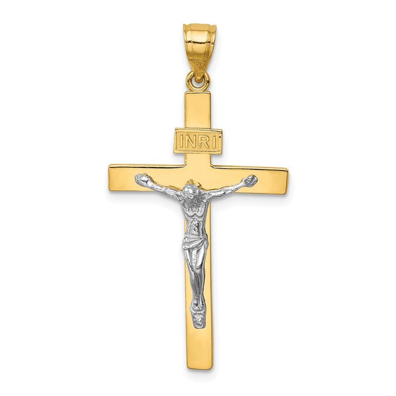 14K Bicolor-Gold INRI Kruzifix-Anhänger