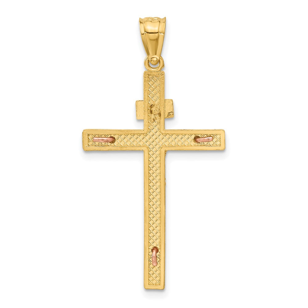 14K Bicolor-Gold INRI-Kruzifix-Anhänger