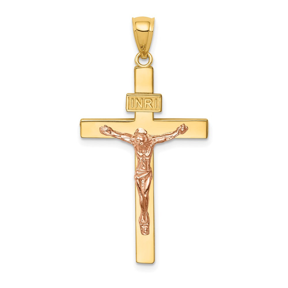 14K Bicolor-Gold INRI-Kruzifix-Anhänger
